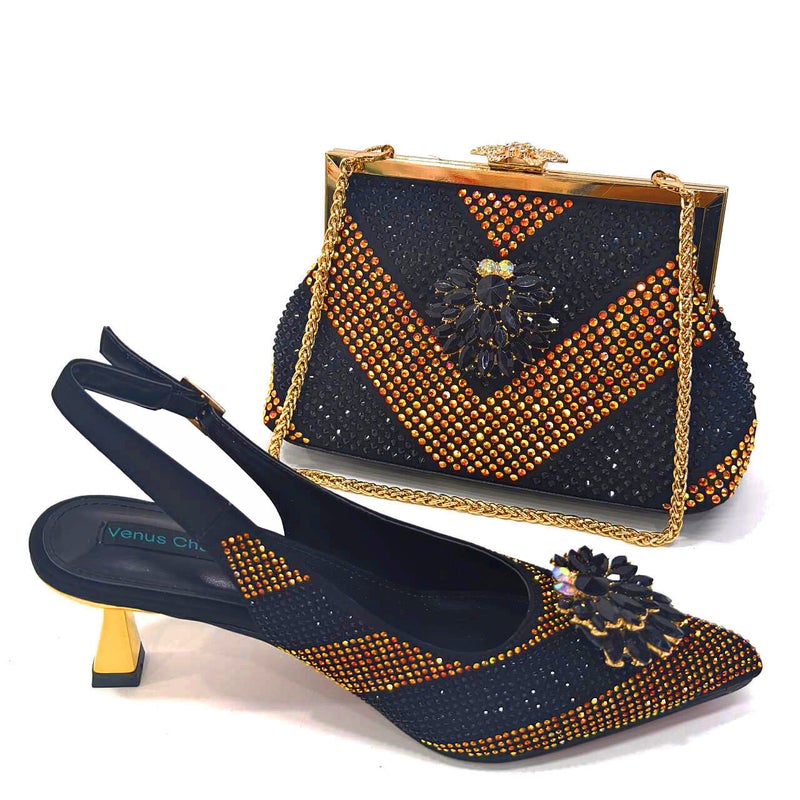 Selling Explosions Pointed Shoe Bag Suit Combination Electroplated Heeled Pointed Shoe Ladder Bag (Soft) - Image 3